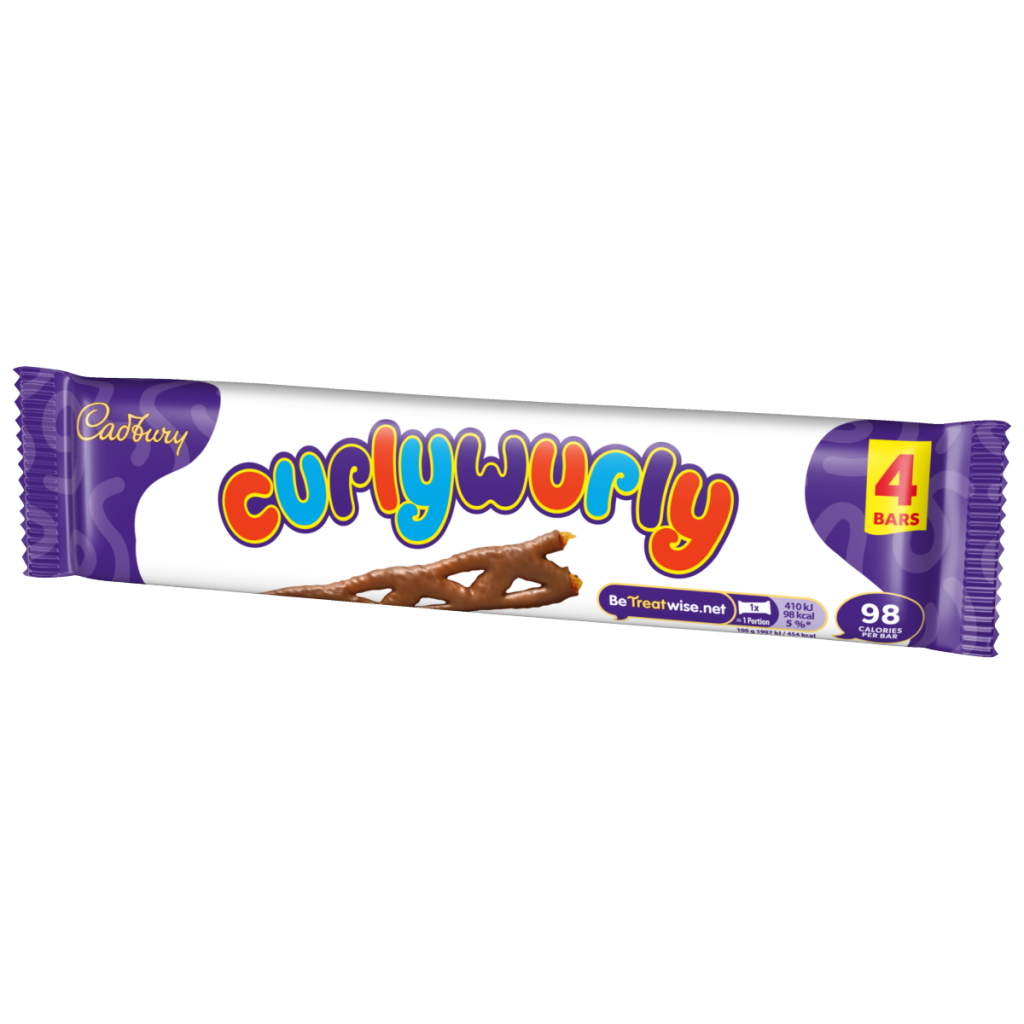 Cadbury Curly Wurly Chocolate Bar 4 Pack Multipack 86g (4 x 21.5g)