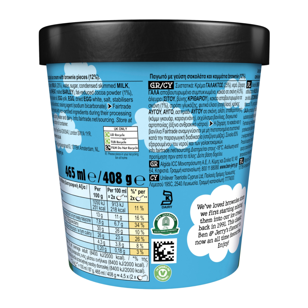 Ben & Jerry’s Chocolate Fudge Brownie Ice Cream Tub 465 ml