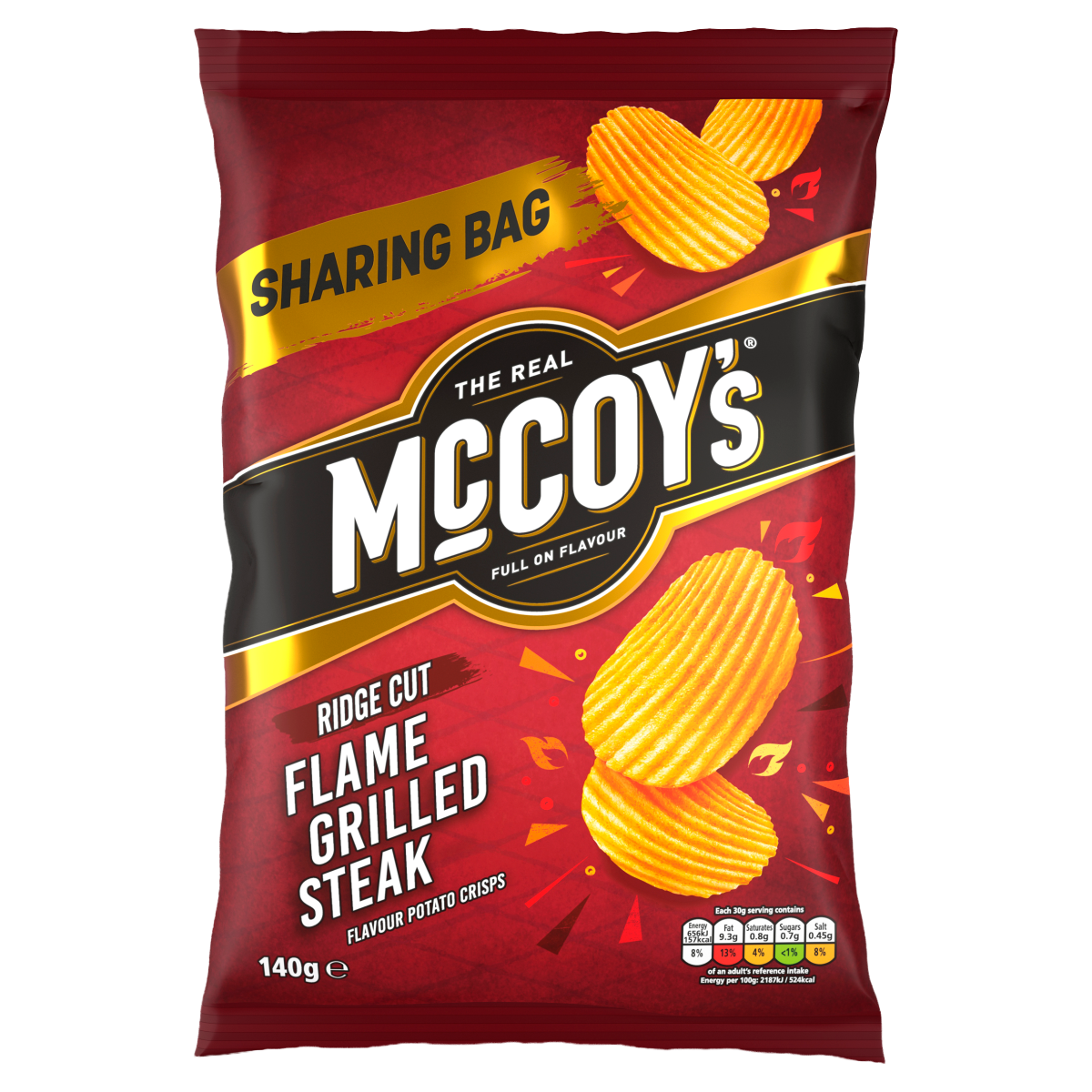 McCoy’s Ridge Cut Flame Grilled Steak Flavour Potato Crisps 140g