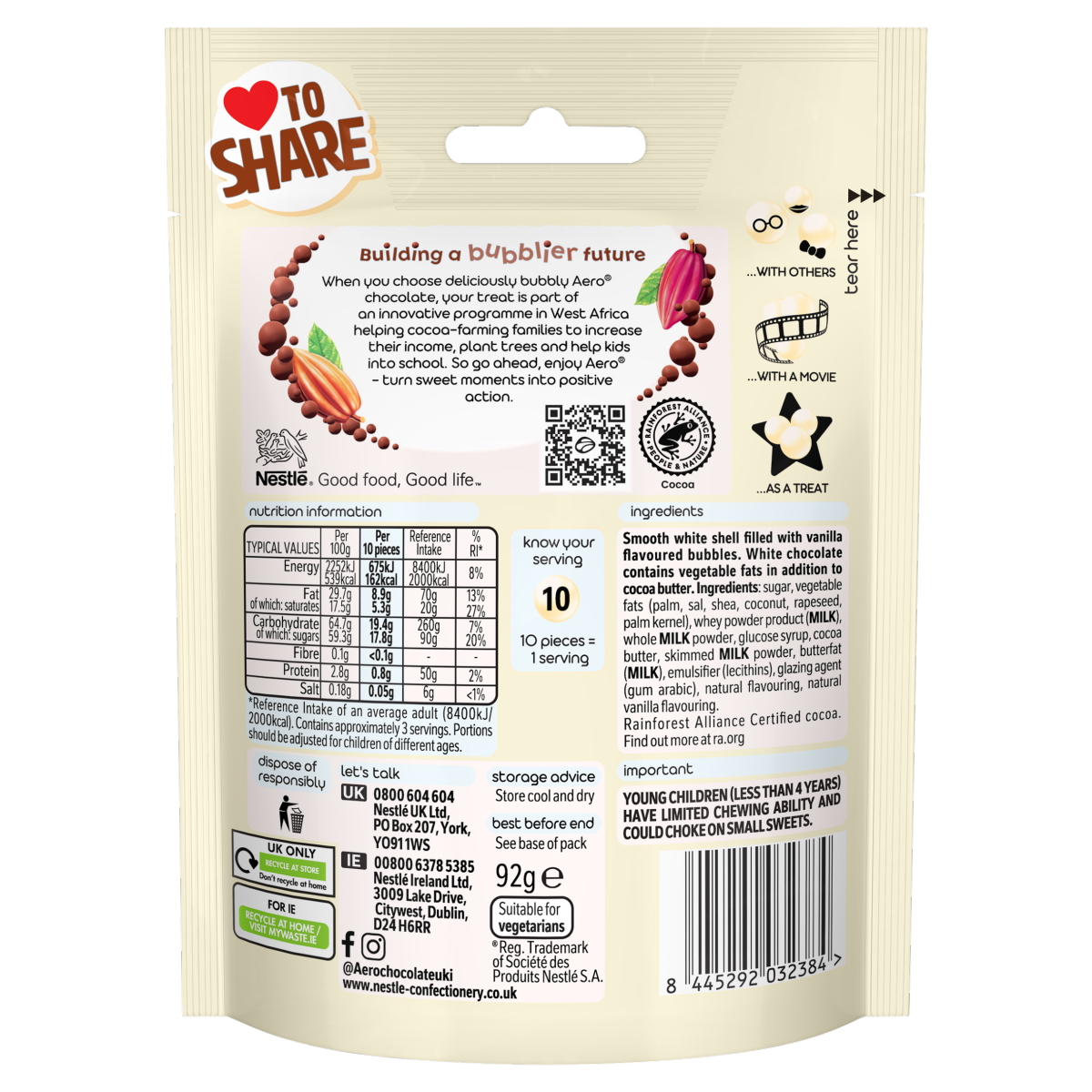 Aero Bubbles Milk Chocolate 92g