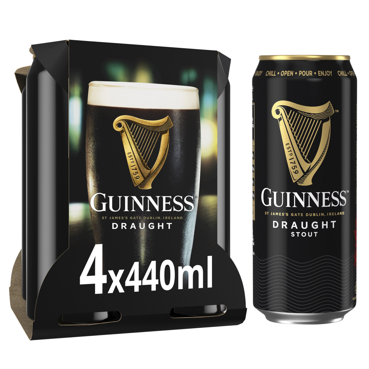 Guinness Draught Stout Beer Cans 4.1% vol 4 x 440ml