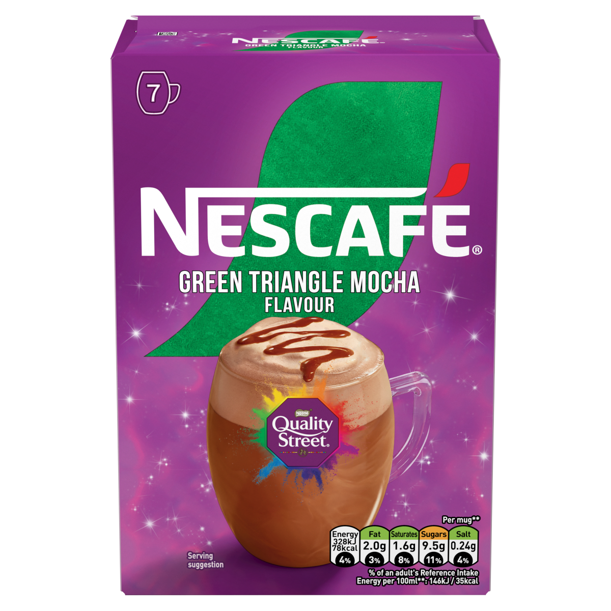Nescafé Quality Street Green Triangle Hazelnut Flavour Mocha 7 x 19g (133g)