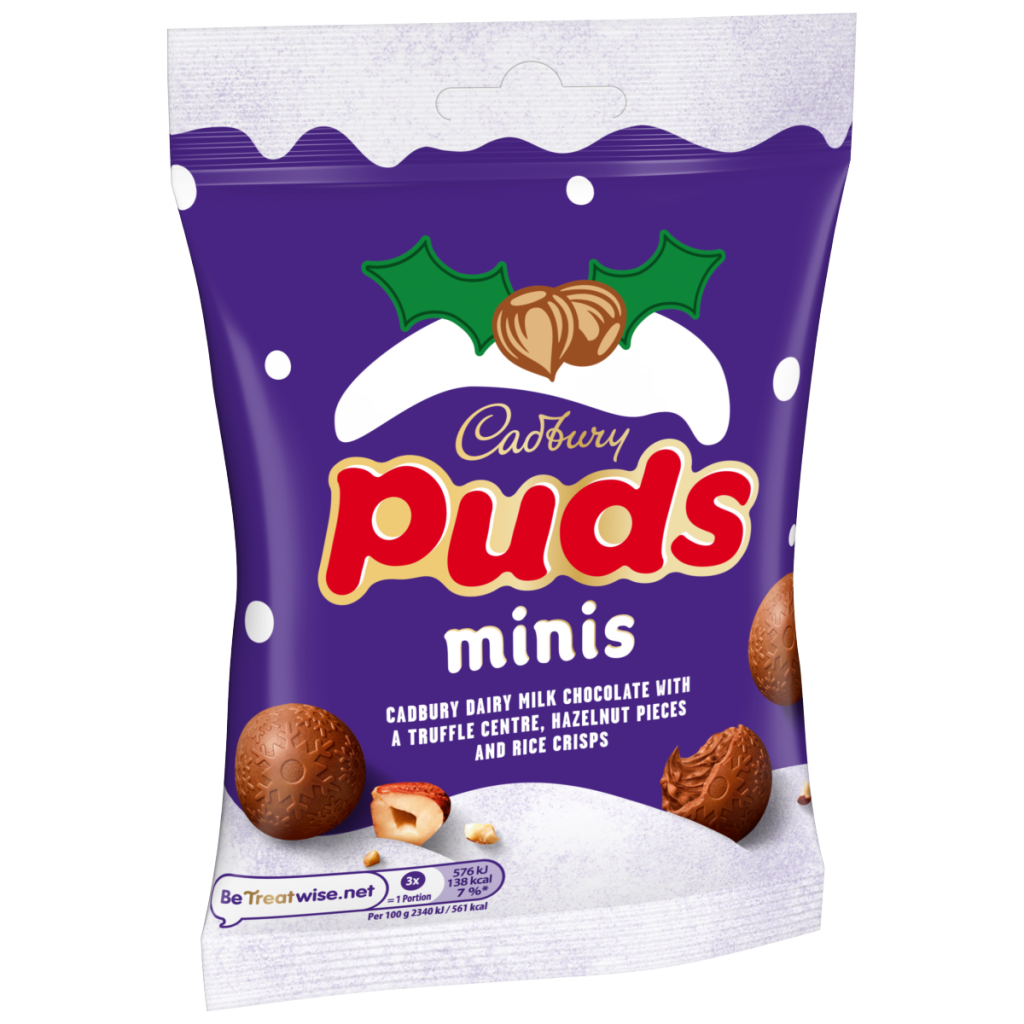 Cadbury Mini Puds Chocolate Bag with Hazelnuts Clipstrip 73 g