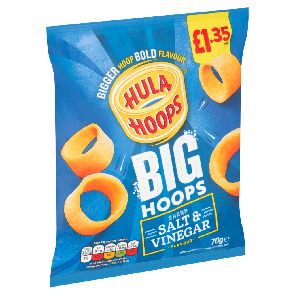 Hula Hoops Sharp Salt & Vinegar Flavour Big Hoops 70g