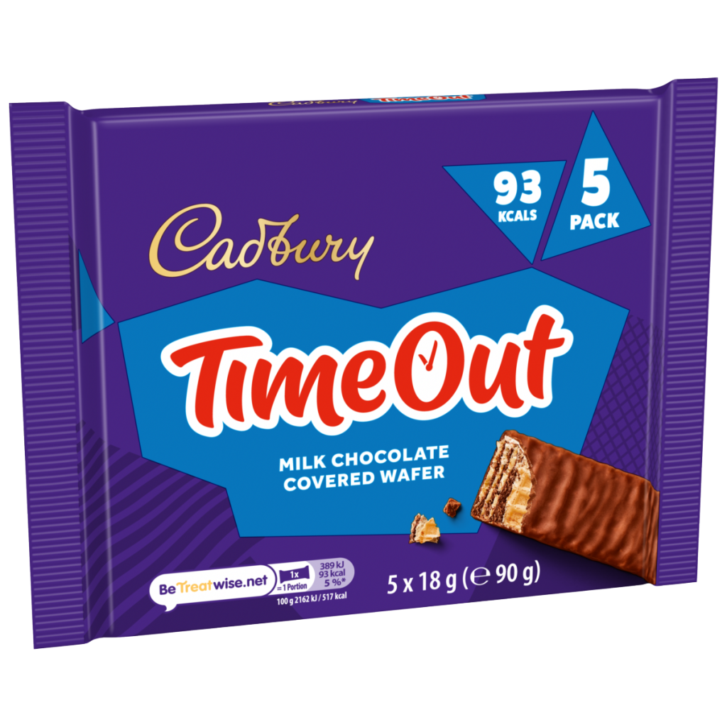 Cadbury Timeout 5-pack Milk Chocolate Wafer Biscuit Bars Multipack (5x 18g bars) 90 g