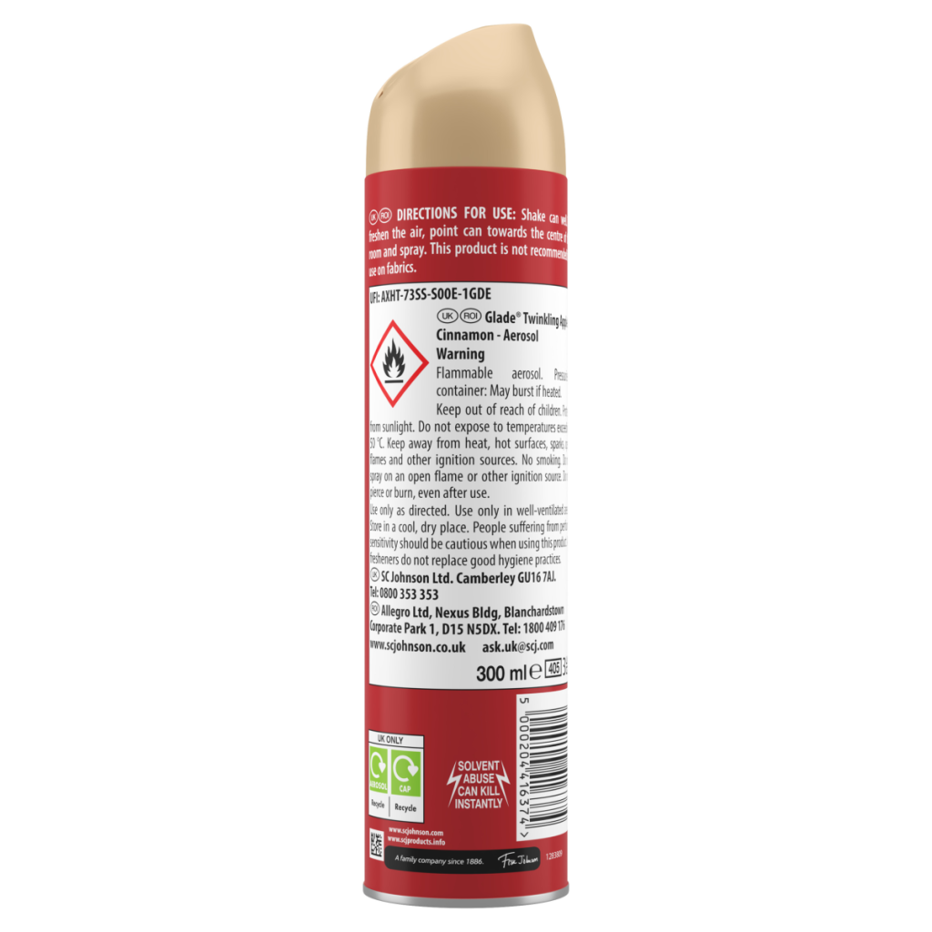 Glade Festive Aerosol, Twinkling Apple & Cinnamon, 300ml
