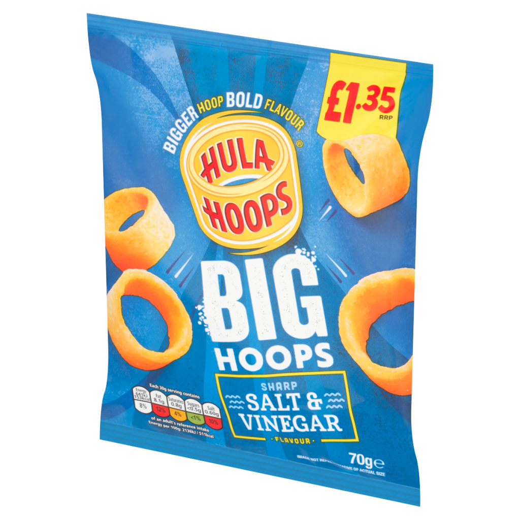 Hula Hoops Sharp Salt & Vinegar Flavour Big Hoops 70g