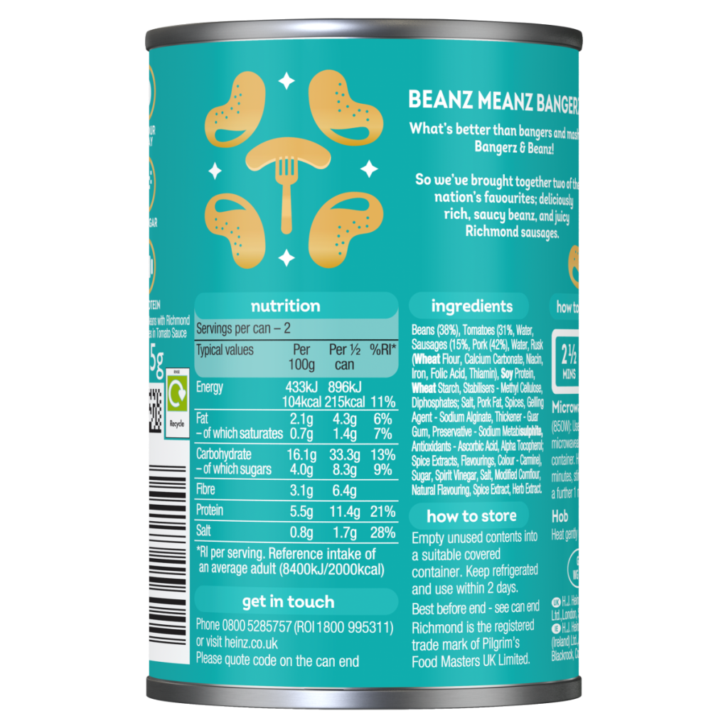 Heinz Baked Beans & Richmond Pork Sausages 415G