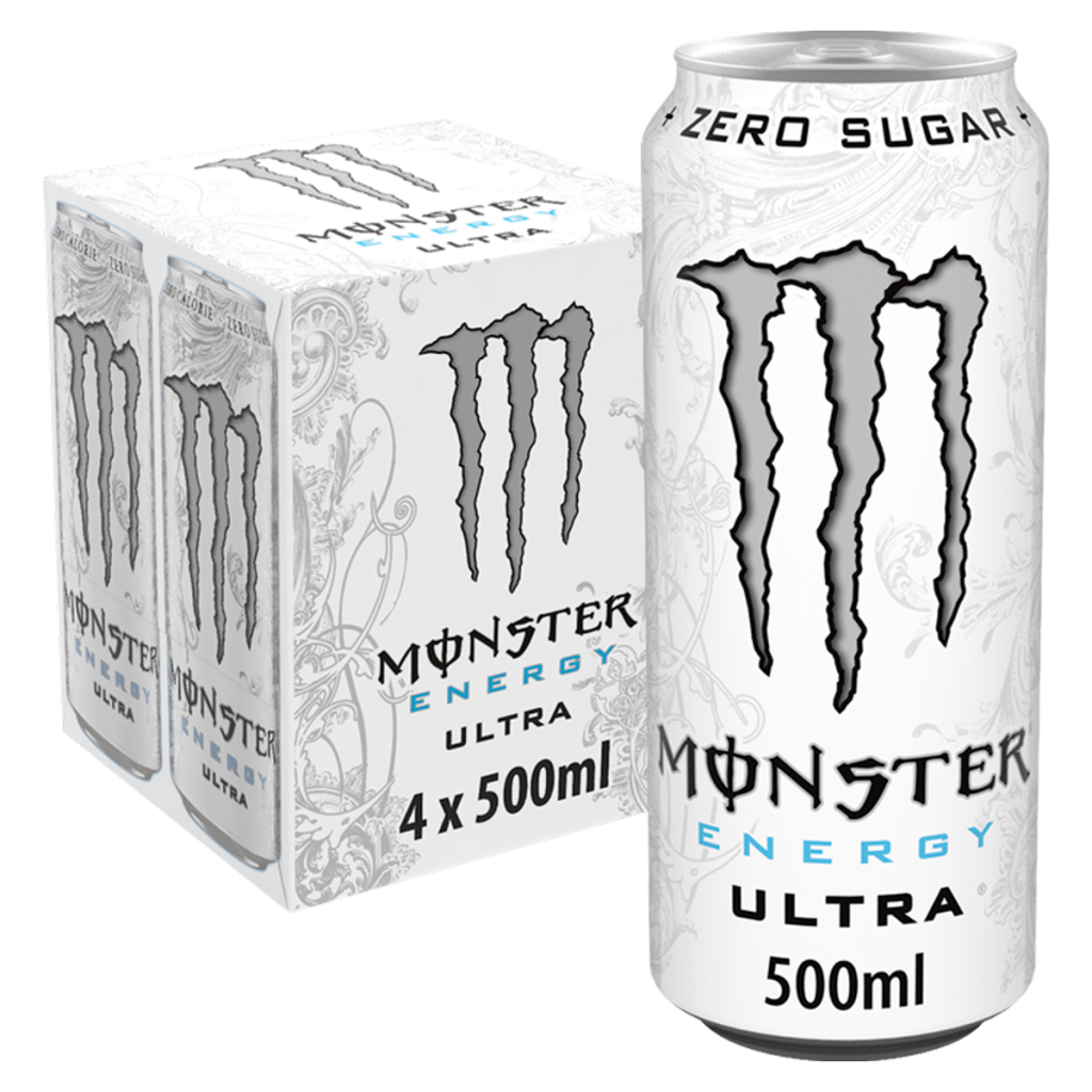 Monster Energy Drink Ultra Zero Sugar 4 x 500ml Cans