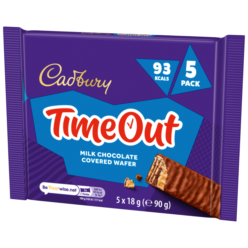 Cadbury Timeout 5-pack Milk Chocolate Wafer Biscuit Bars Multipack (5x 18g bars) 90 g