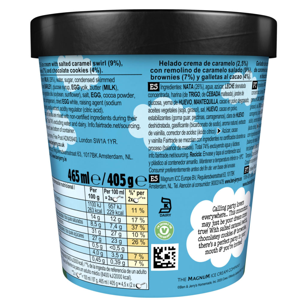 Ben & Jerry’s Caramel Brownie Party Ice Cream Tub 465 ML