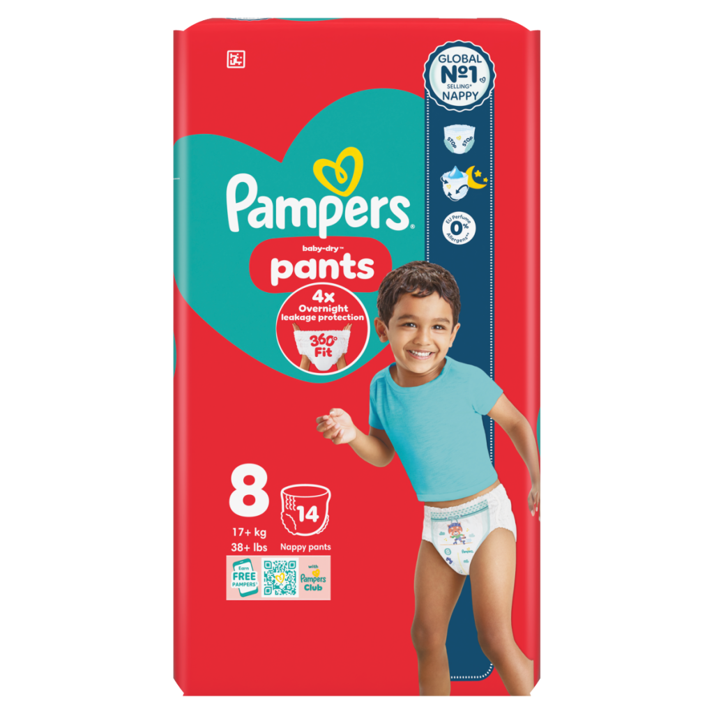 Pampers Baby-Dry Nappy Pants Size 8, 14 Nappies, 17kg+