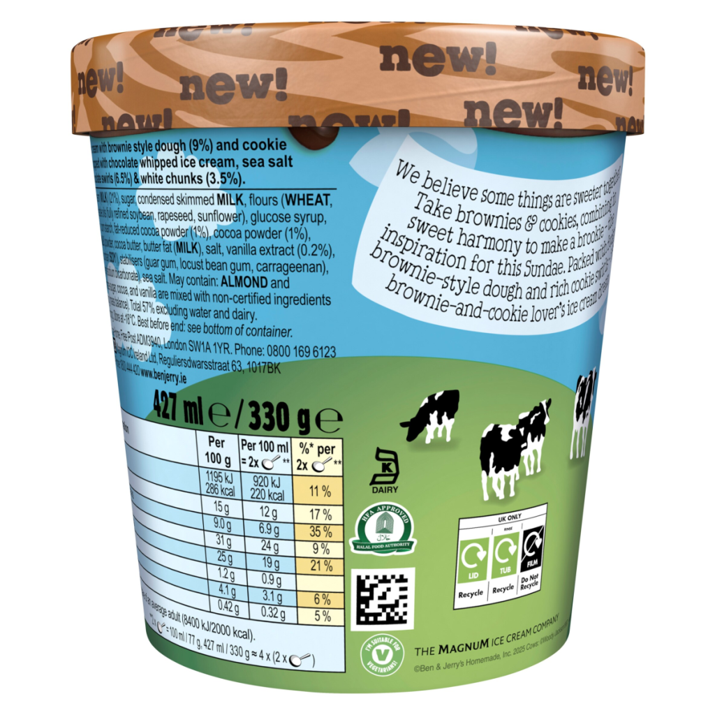 Ben & Jerry’s Sundae Brookies & Cream Ice Cream Tub 427 ML