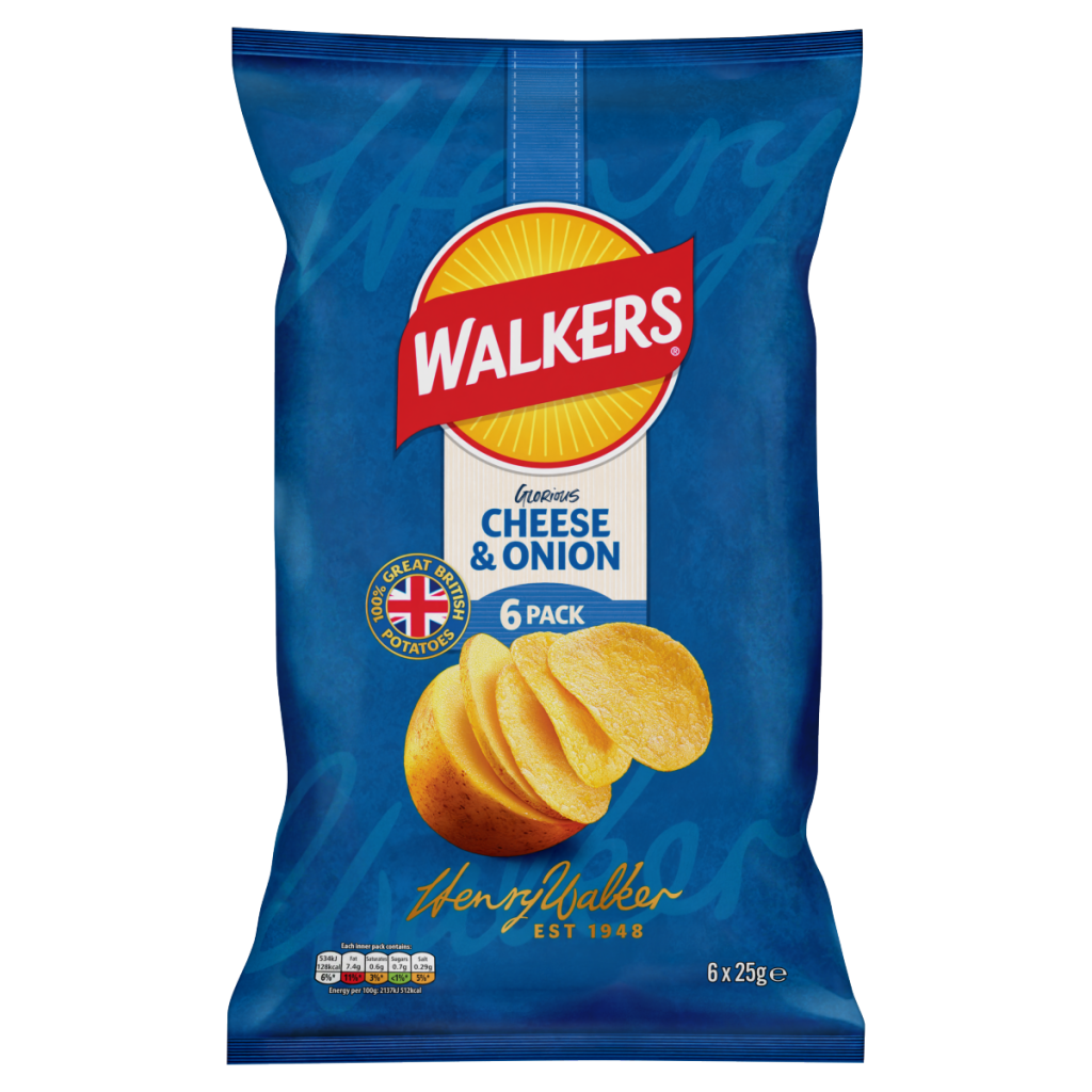 Walkers Cheese & Onion Multipack Crisps 6x25g