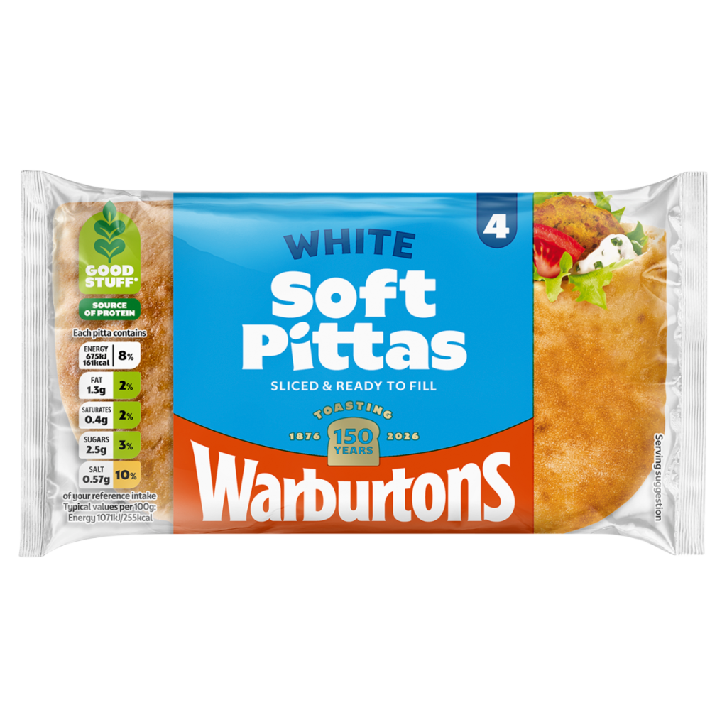 Warburtons 4 White Soft Pittas