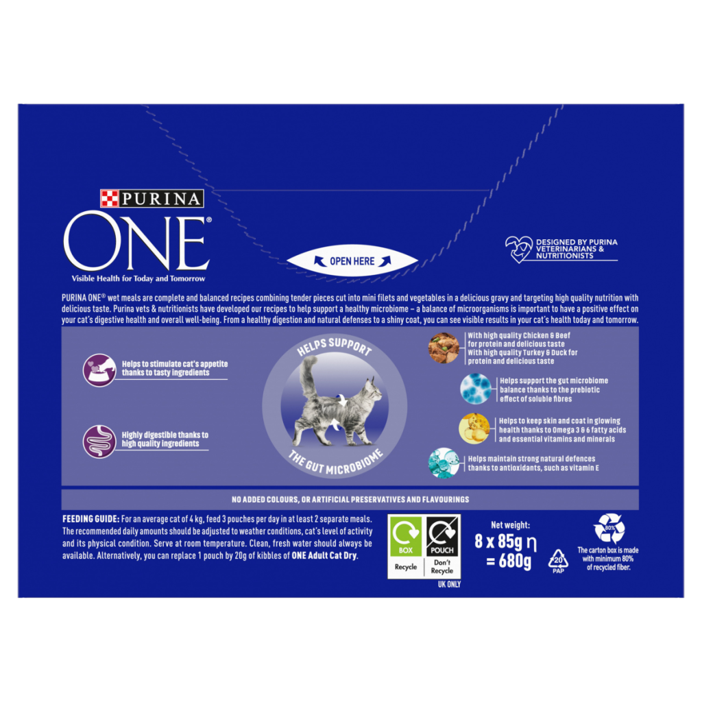 PURINA ONE Mini Fillets Selective Palate Wet Cat Food 8x85g