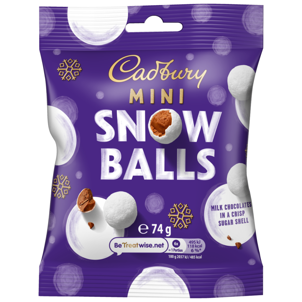 Cadbury Christmas Mini Snowballs Clipstrip Bag 74 g