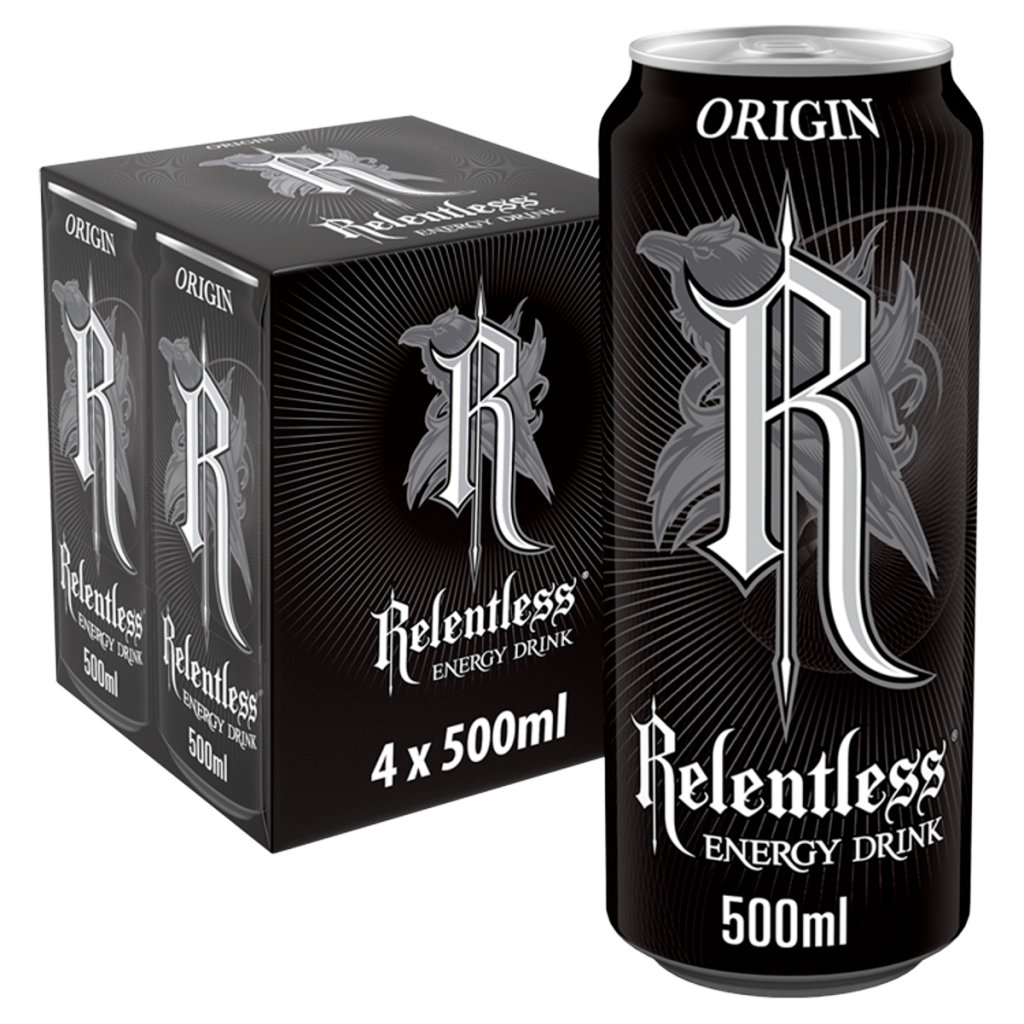 Relentless Origin Energy Drink 4 x 500ml Cans