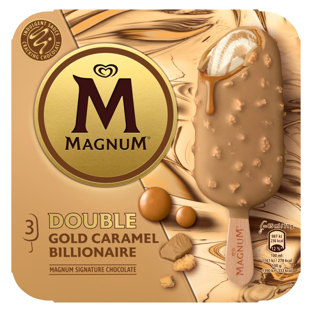 Magnum Double Gold Caramel Billionaire Ice Cream Sticks 3x 85 ml
