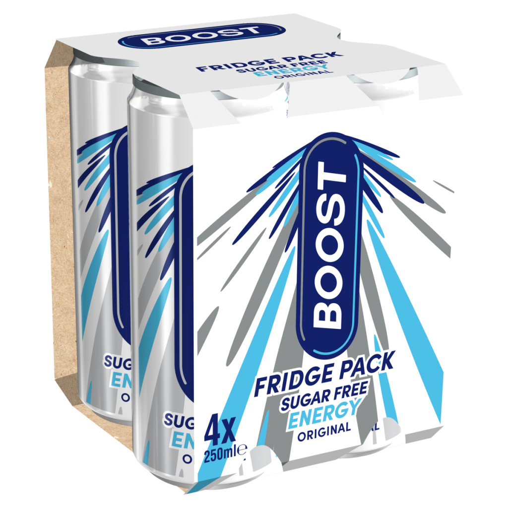 Boost Fridge Pack Sugar Free Energy Original 4 x 250ml