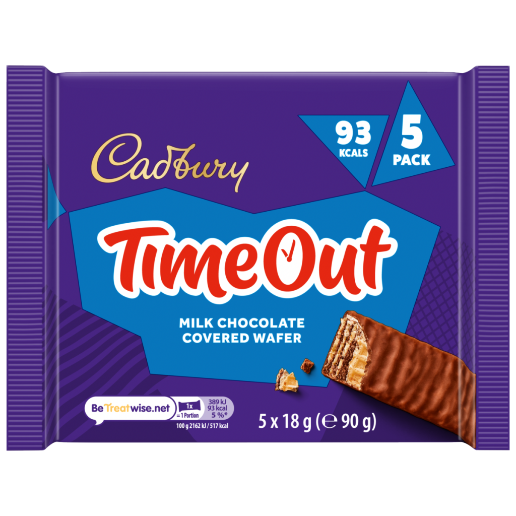 Cadbury Timeout 5-pack Milk Chocolate Wafer Biscuit Bars Multipack (5x 18g bars) 90 g