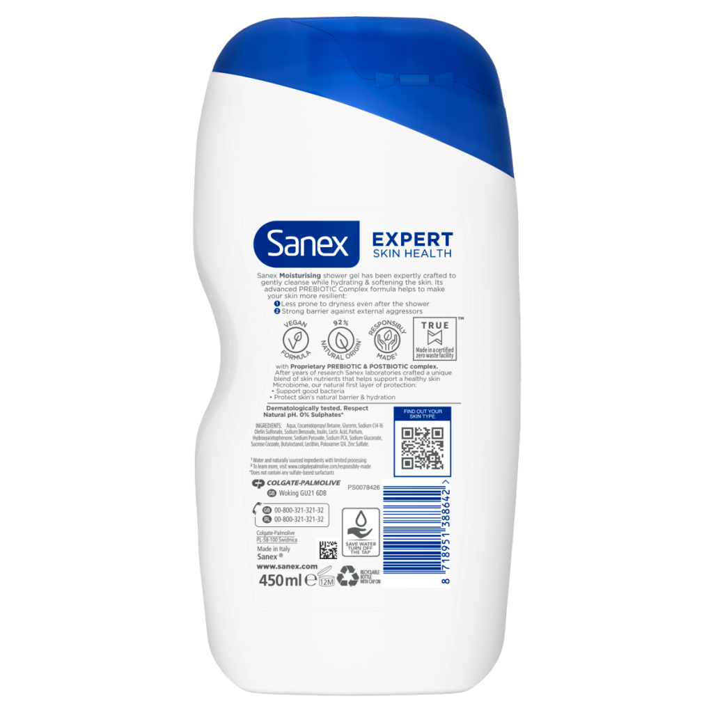 Sanex Expert Skin Health Moisturising Shower Gel Body Wash 450ml