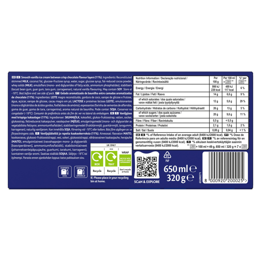 Viennetta Vanilla Ice Cream 650 ml