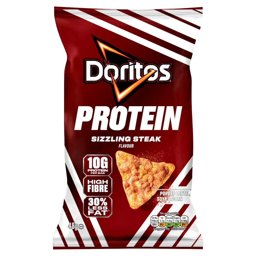 Doritos Protein Tortilla Chips Sizzling Steak Flavour Crisps 48g