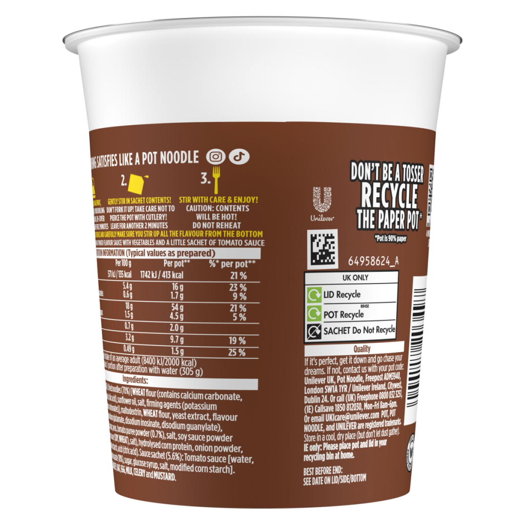 Pot Noodle Beef & Tomato Instant Noodles 90 g