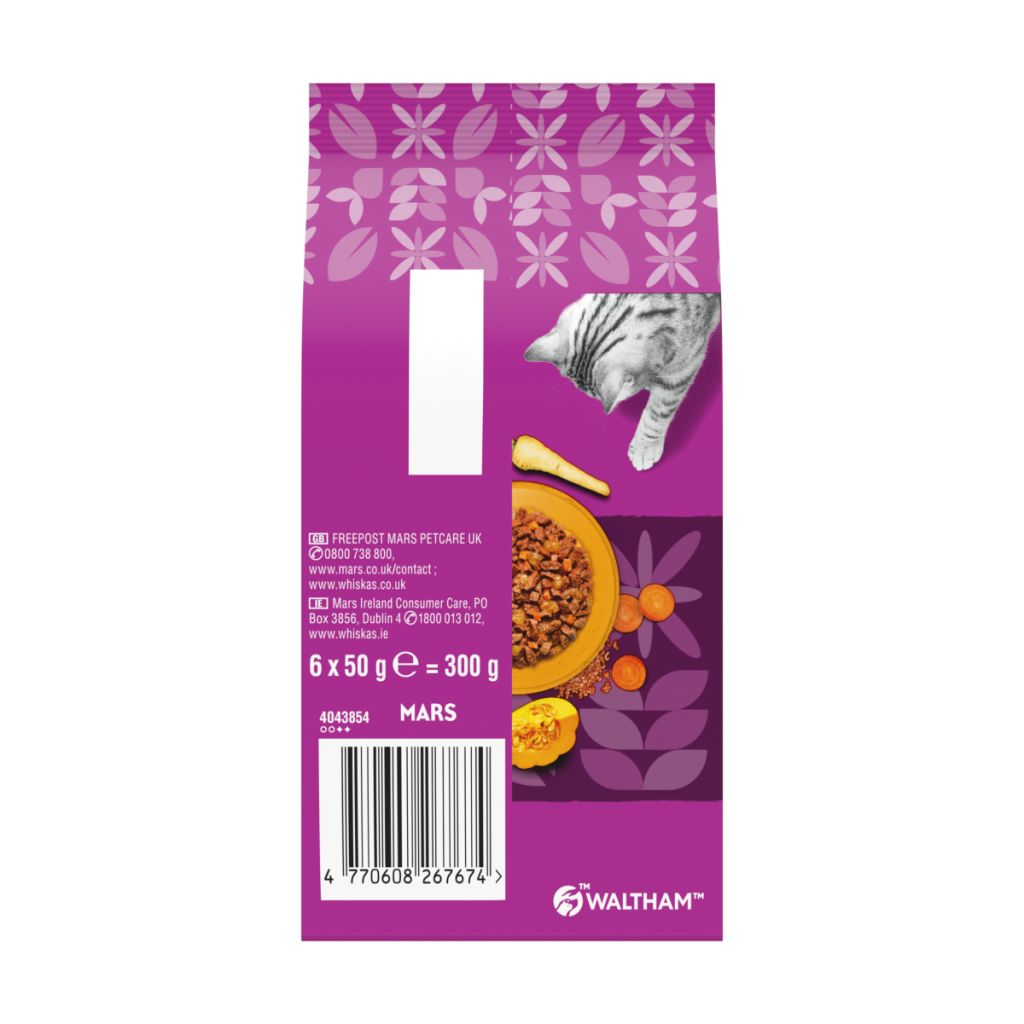 WHISKAS 1+ SUPERFOODS POULTRY Wet Cat Food Pouches in Jelly 6 x 50g