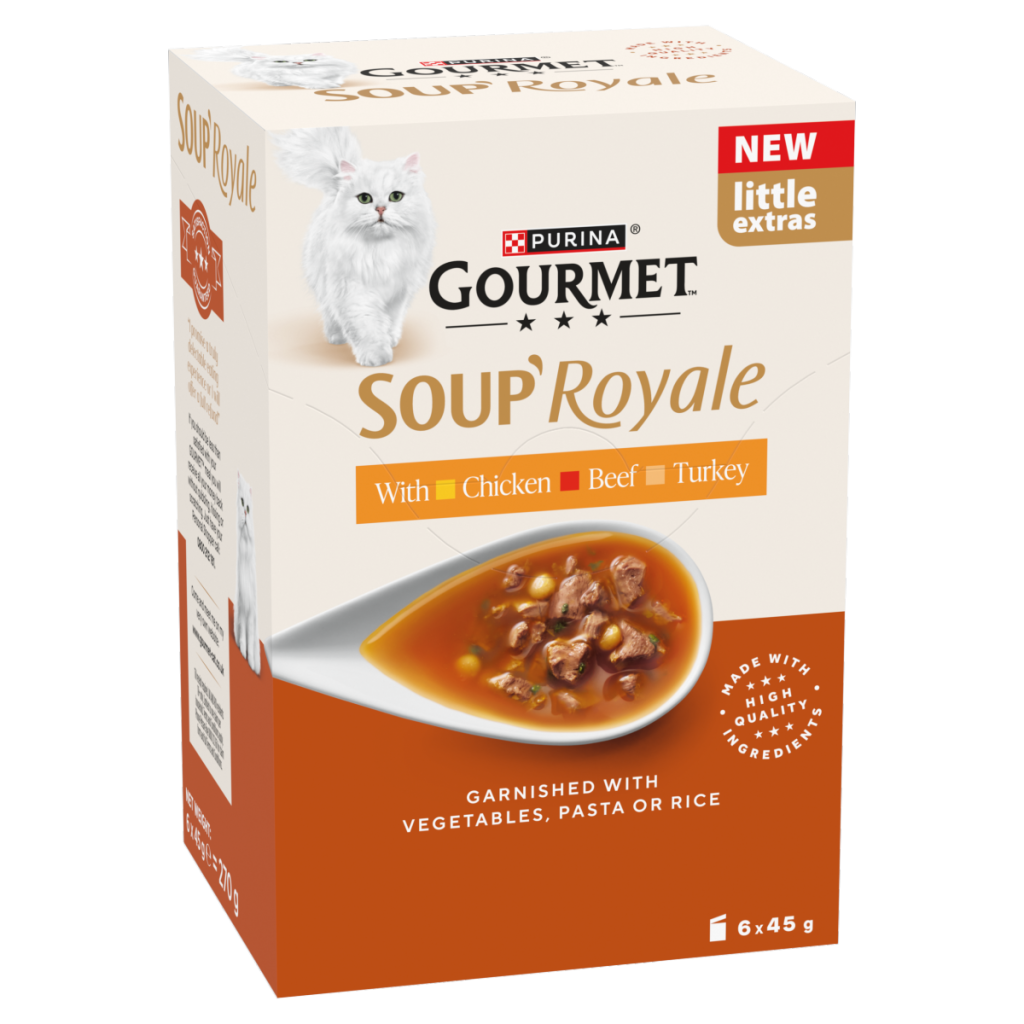 GOURMET Soup Royale (Chicken, Beef, Turkey) Wet Cat Food Pouch 6x45g