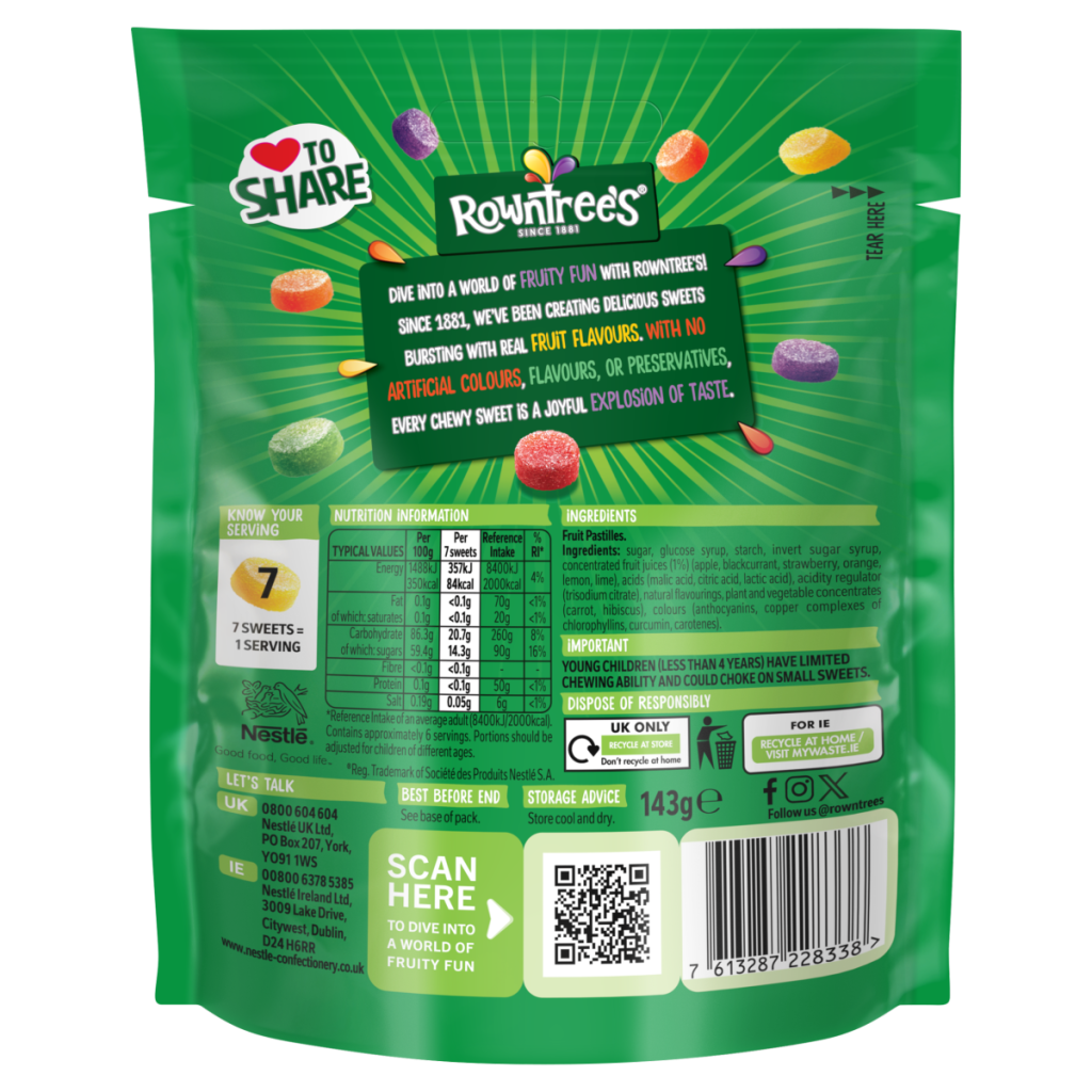 Rowntrees Fruit Pastilles Other Soft Sugar 143g