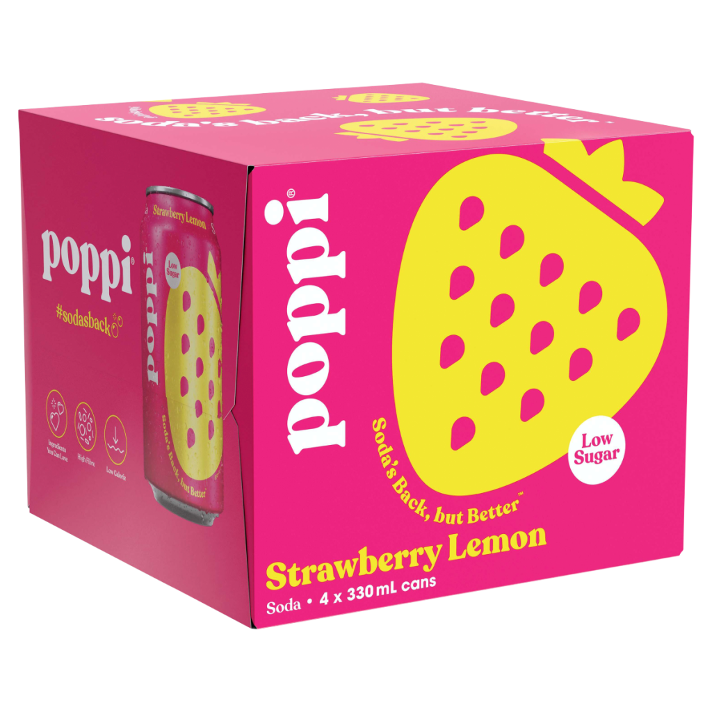 Poppi Strawberry Lemon Soda 4 x 330ml