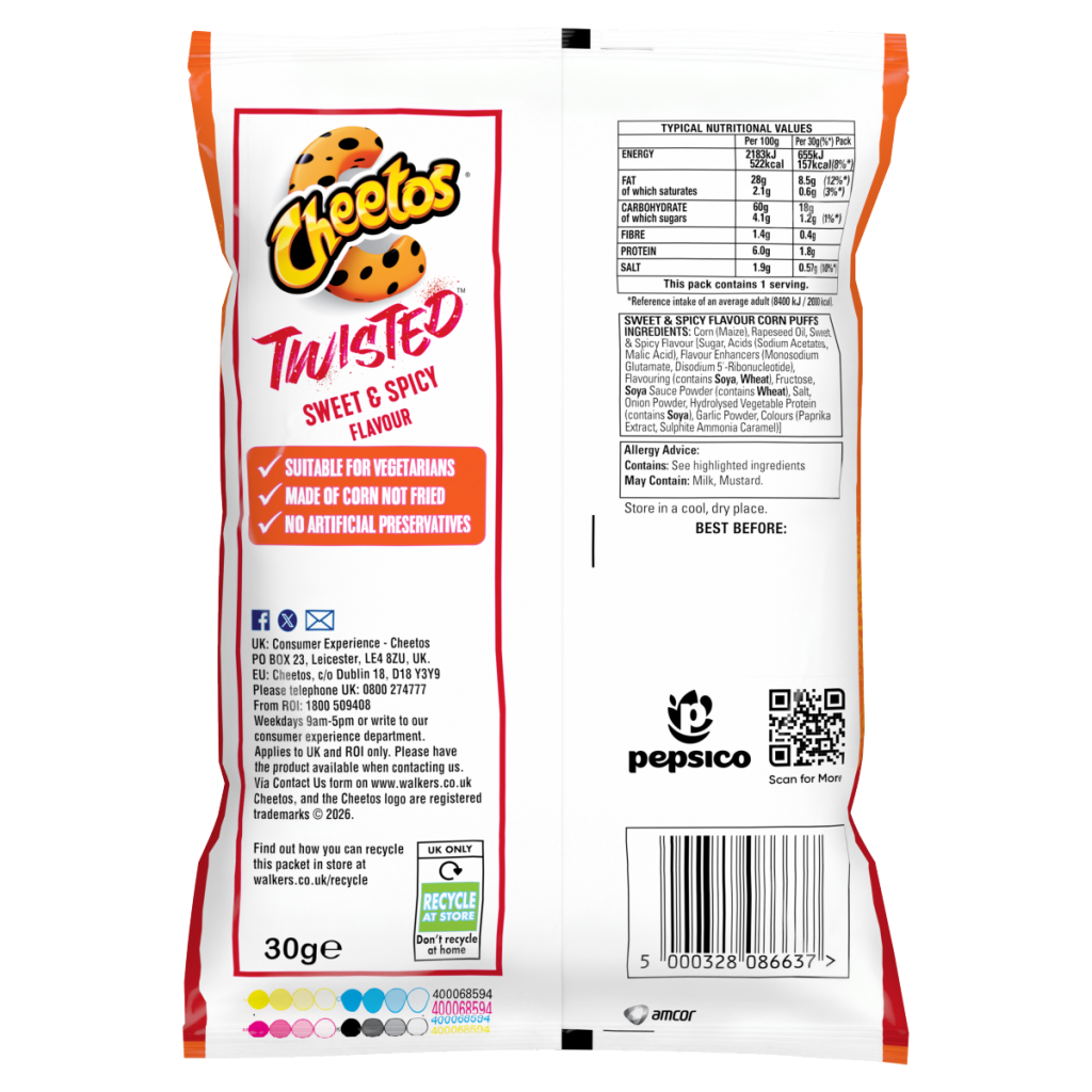 Cheetos Twisted Sweet & Spicy Snacks Crisps RRP 59p PMP 30g