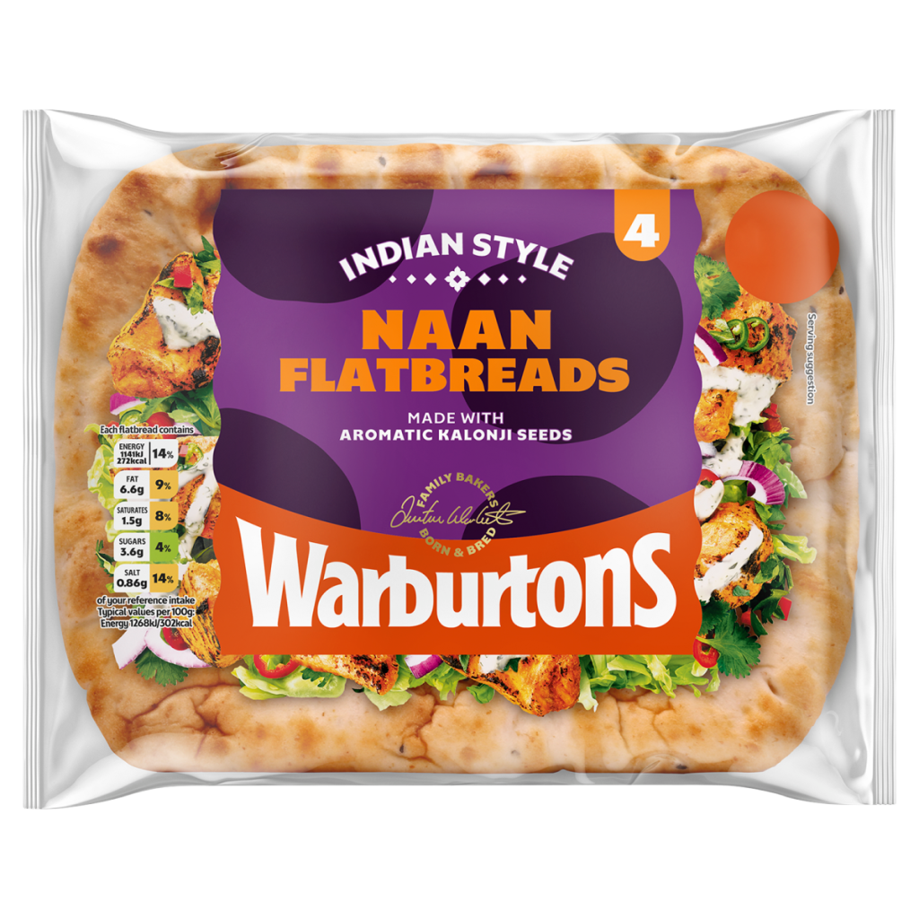 Warburtons 4 Indian Style Naan Flatbreads