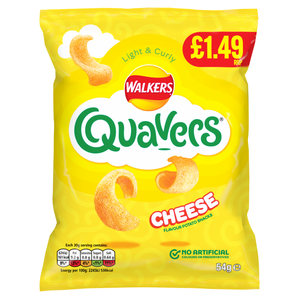 Walkers Quavers Cheese Snacks Crisps PMP 54g  £1.49 RRP