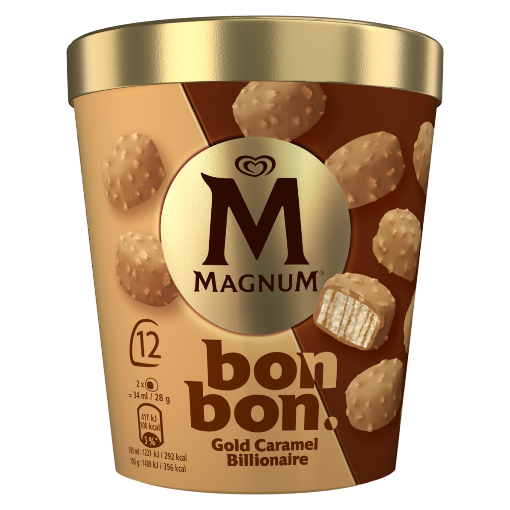 Magnum Bonbon Gold Caramel Billionaire Ice Cream Frozen Snack 12x 17 ml (204 ml)