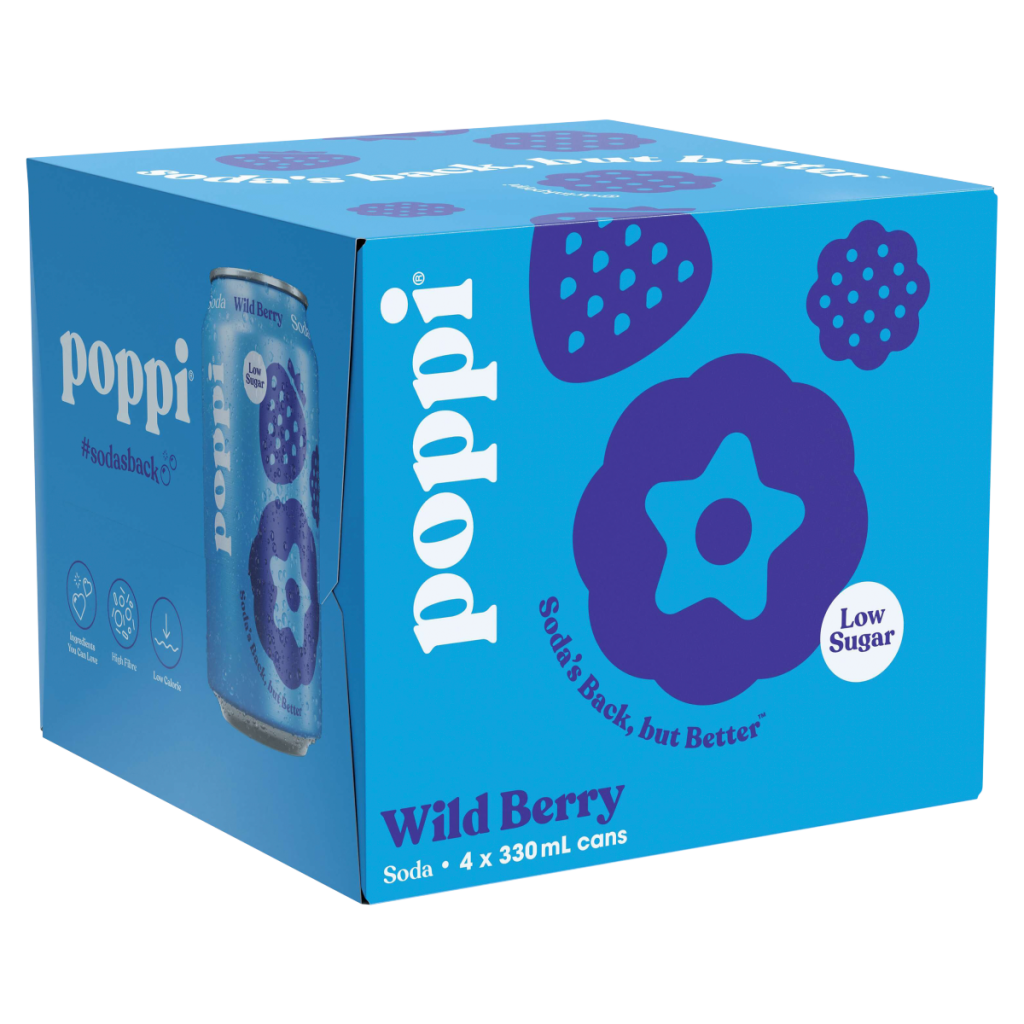 Poppi Wild Berry Soda 4 x 330ml