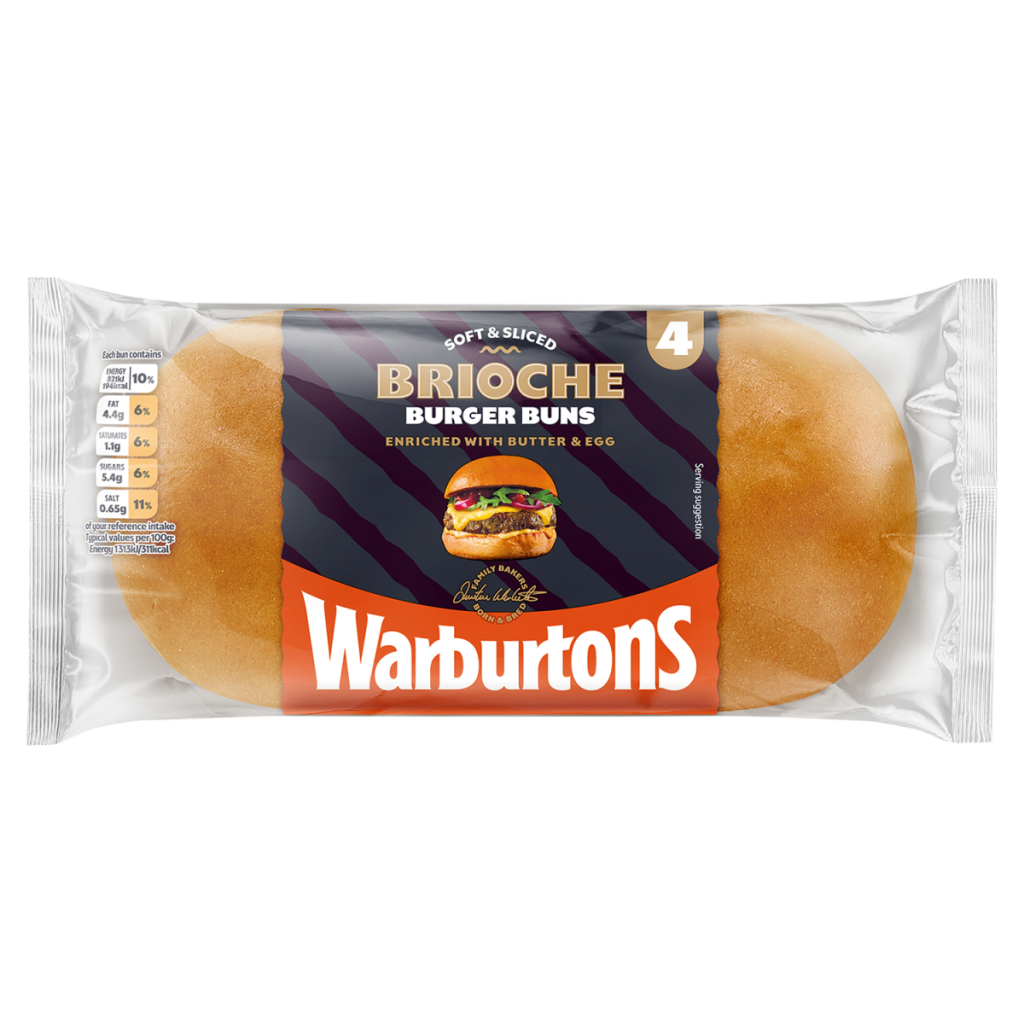 Warburtons 4 Brioche Burger Buns