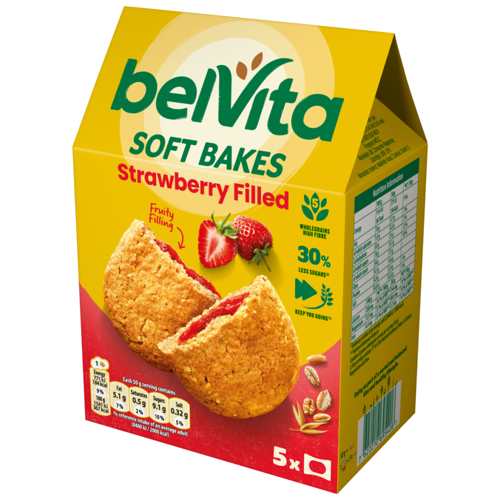 Belvita Soft Bakes Strawberry Filled Cereal Snack Bars Multipack 250g (5 x 50g)