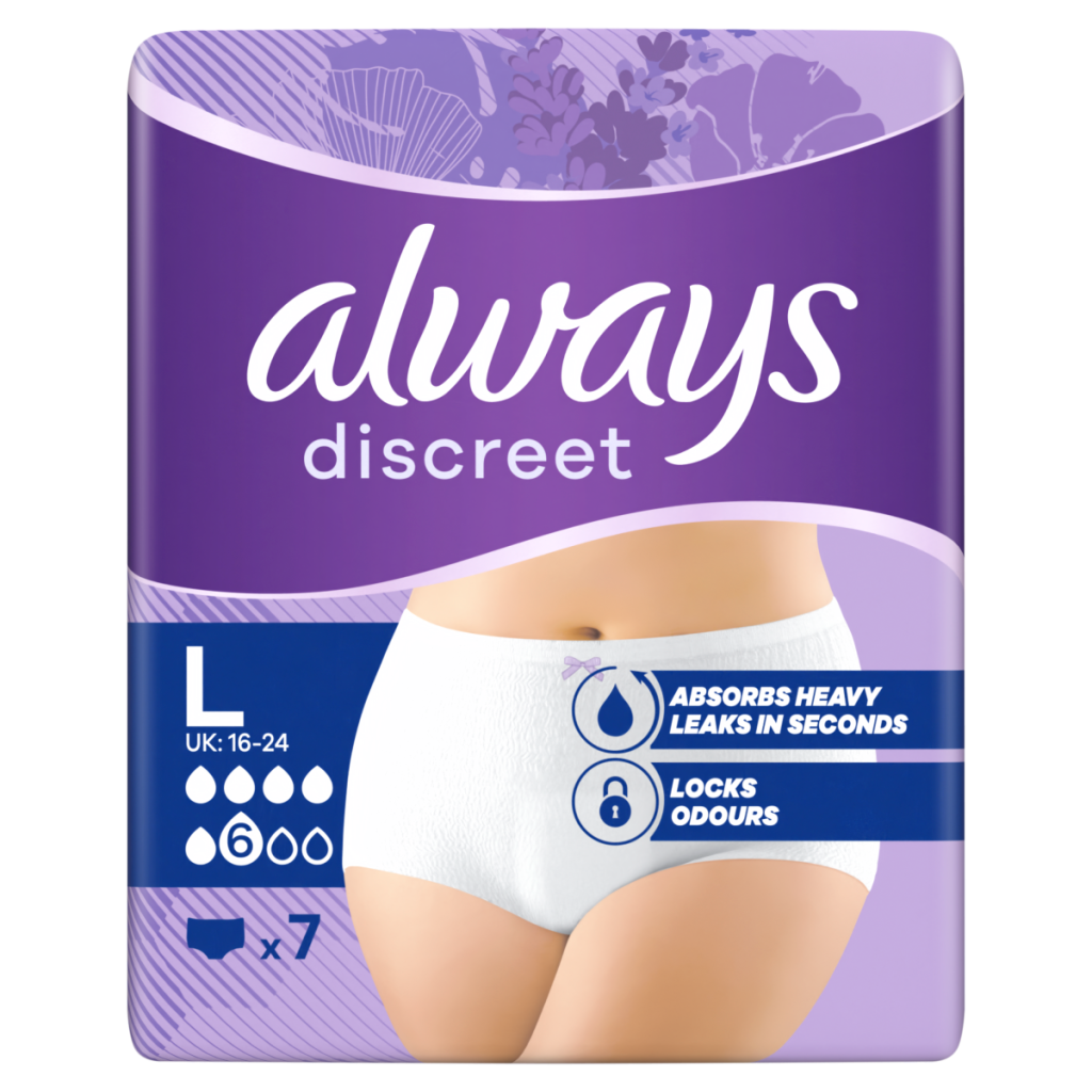 Always Discreet Incontinence Pants Women, Normal, L, 7 Pants