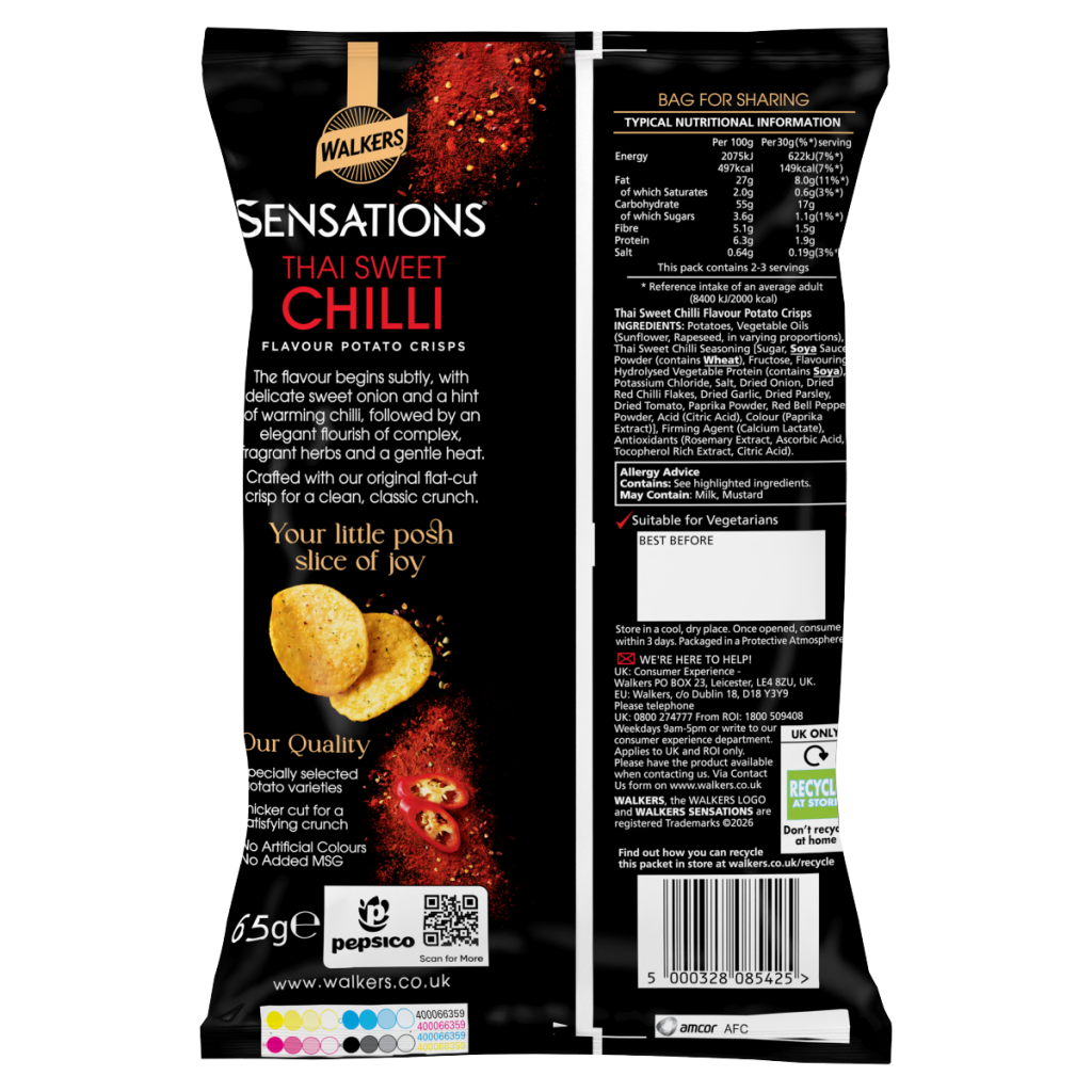 Walkers Sensations Thai Sweet Chilli Crisps 65g PMP £1.49 RRP