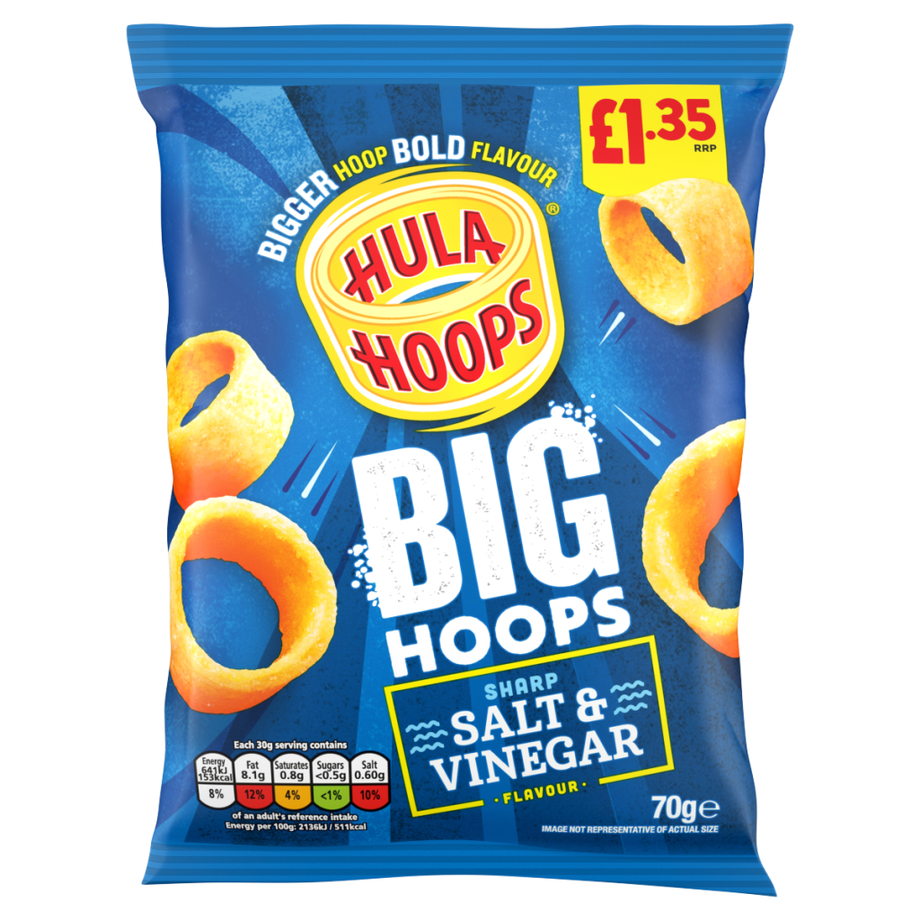 Hula Hoops Sharp Salt & Vinegar Flavour Big Hoops 70g