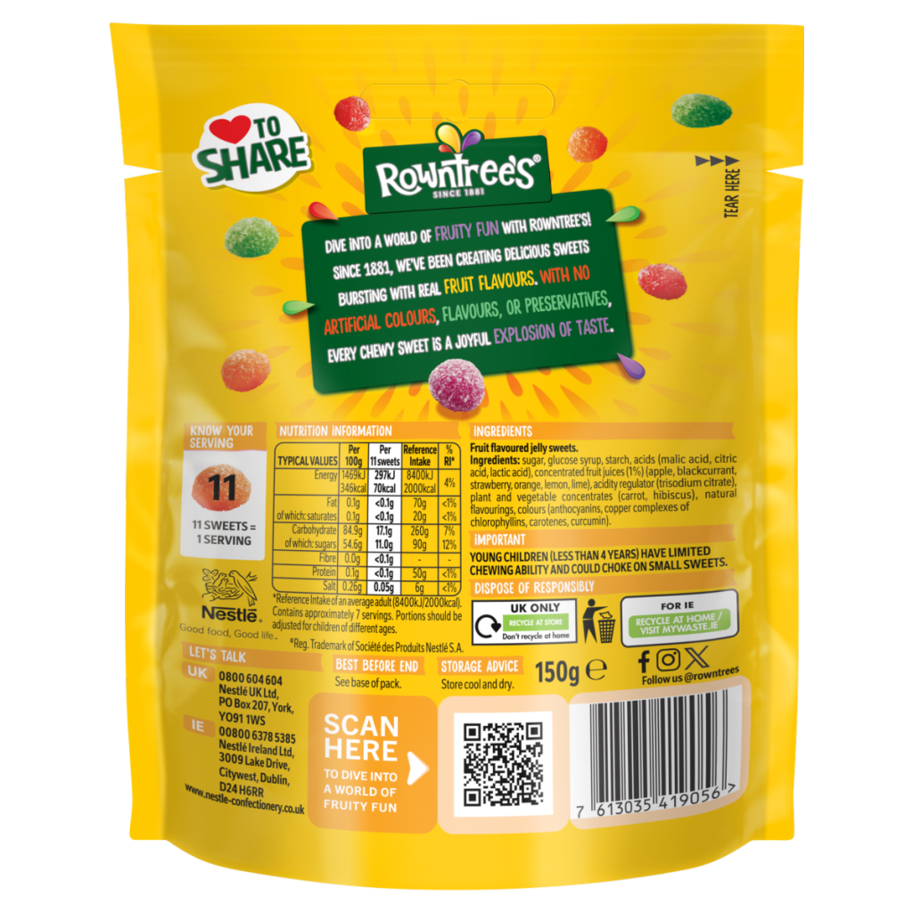Rowntrees Jelly Tots Other Soft Sugar 150g