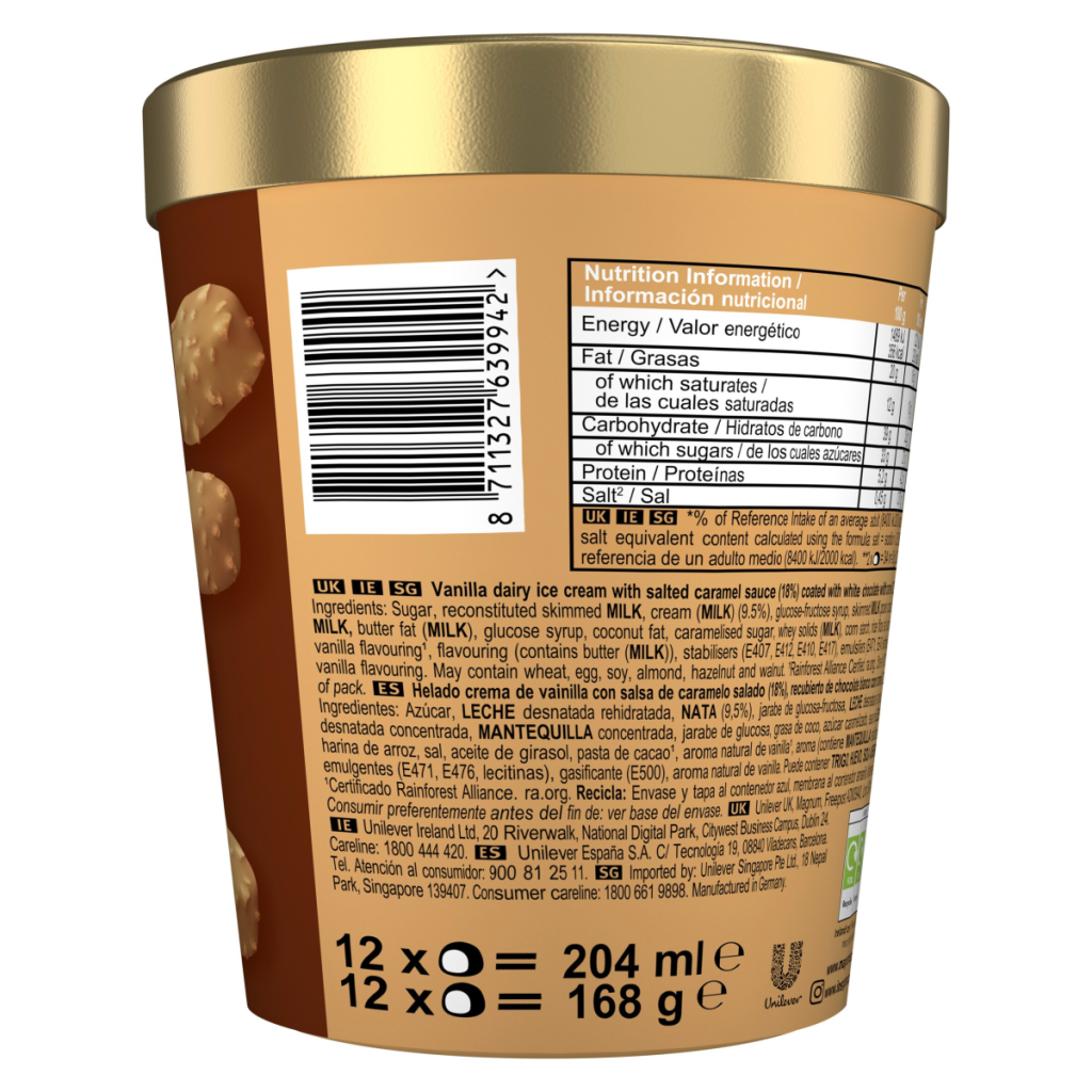 Magnum Bonbon Gold Caramel Billionaire Ice Cream Frozen Snack 12x 17 ml (204 ml)