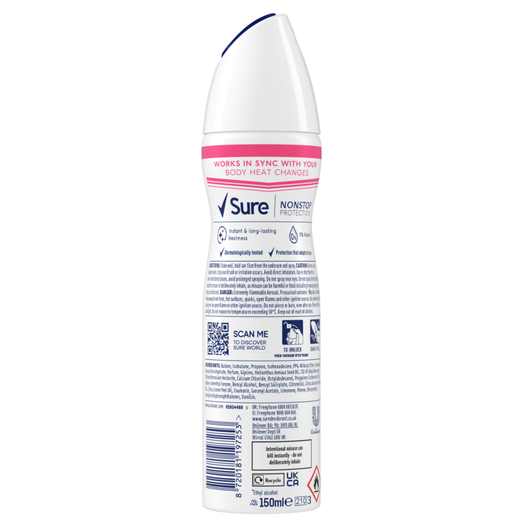 Sure Nonstop Protection Bright Bouquet Anti-Perspirant Aerosol 150 ml