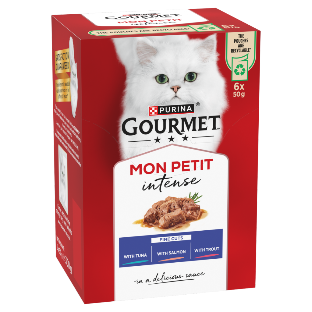 GOURMET Mon Petit Intense Tuna, Salmon, Trout Wet Cat Food 6x50g