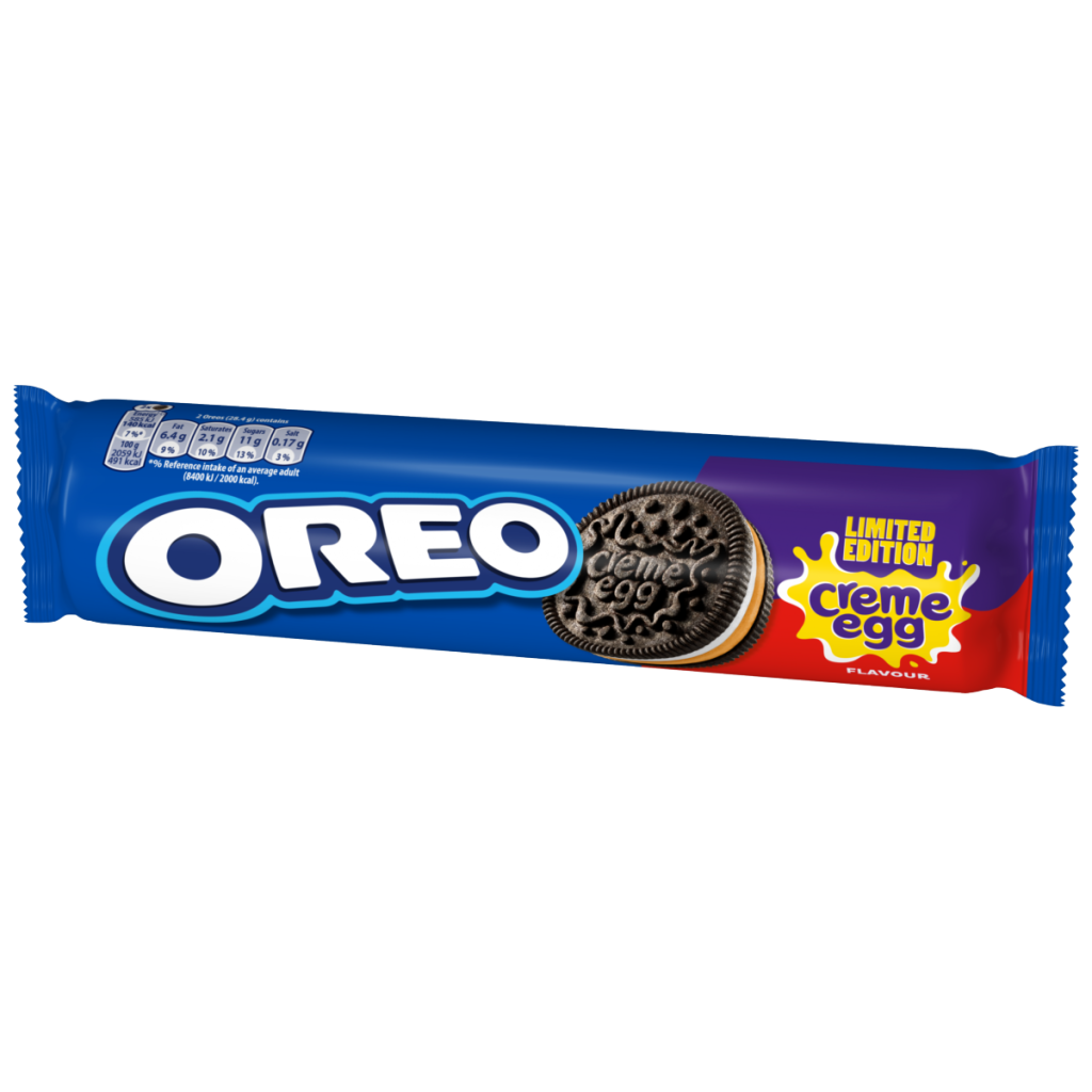 OREO Limited Edition Vanilla and Creme Egg Flavour Chocolate Sandwich biscuits Slug pack 157 g