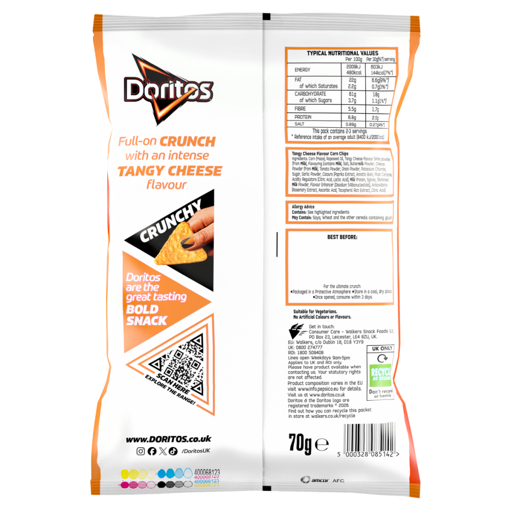 Doritos Tangy Cheese Tortilla Chips Crisps 70g PMP £1.49 RRP
