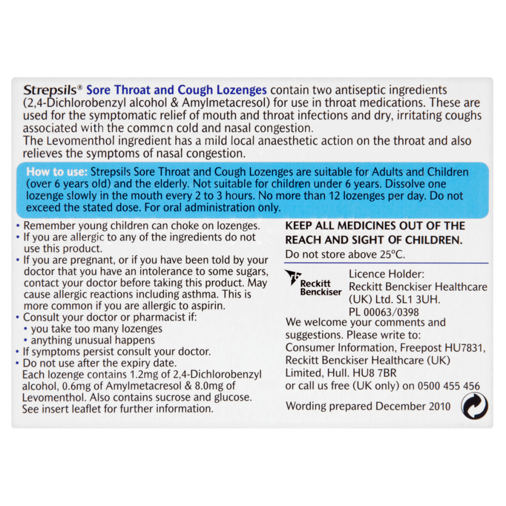 Strepsils Sore Throat & Cough Lozenges 24 Lozenges